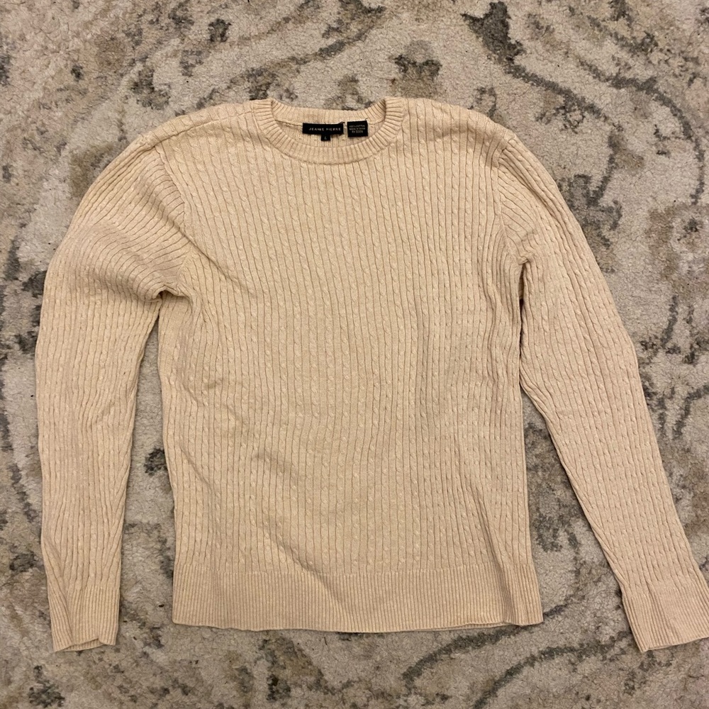 Jeanne Pierre Women’a Cream Size Large Cableknit sweater